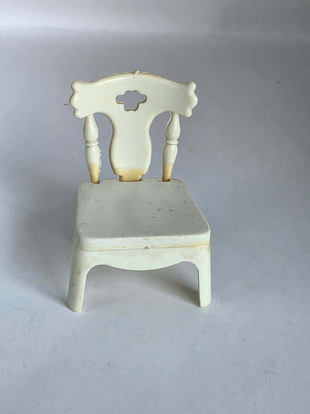 Miniature White Plastic Dollhouse Chair 2.5" Tall Vintage Fisher Price